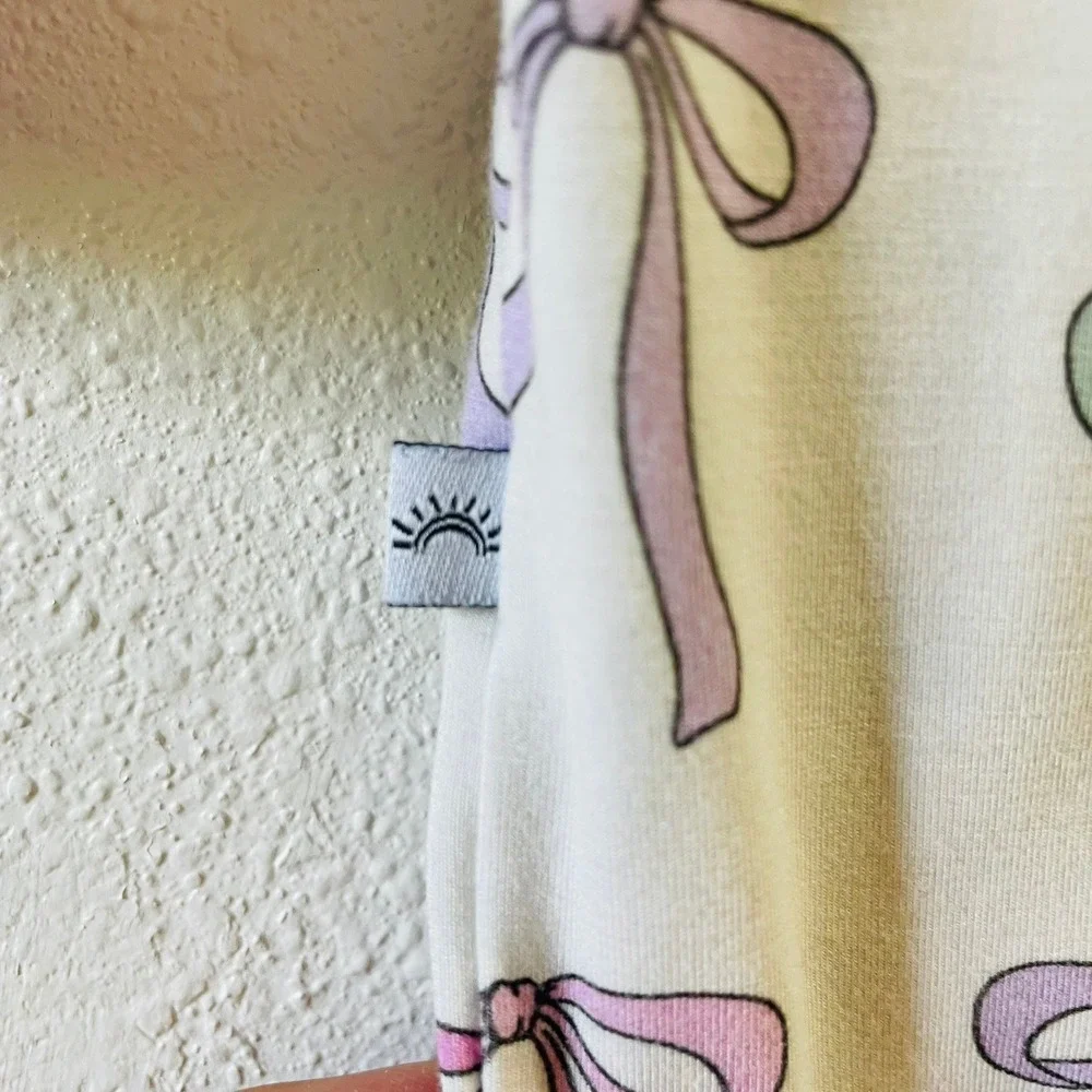 $36 Sunday Sleep Co Pajamas Pink Bow Print Bamboo Viscose Baby 12-18M Coquette